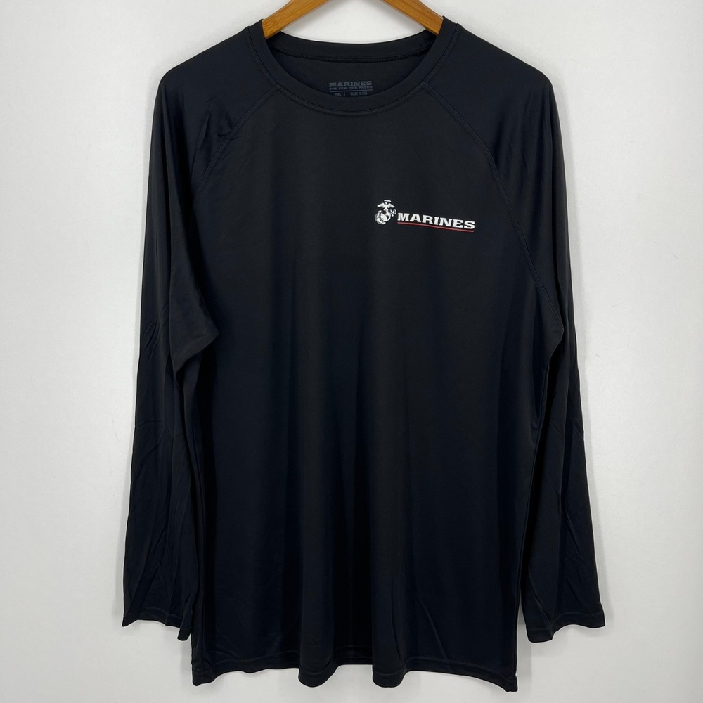 USMC‎ Marines Long Sleeve T-Shirt Men's Size XL Black Moisture Wicking USA NWOT